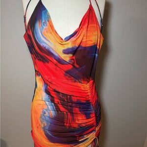 Vibrant Multicolor Ruched Dress